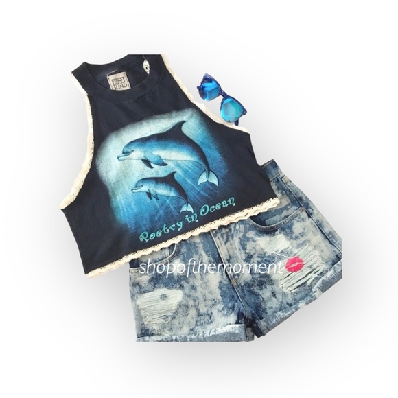 new LF Carmar ❉ Retro 80’s Acid Wash Denim High Waist Cuffed Festival Short ❉ 27 - Picture 8 of 16